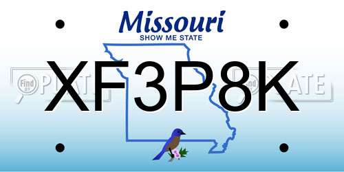 XF3P8K Missouri License Plate