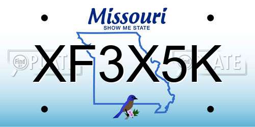 XF3X5K Missouri License Plate