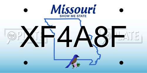 XF4A8F Missouri License Plate