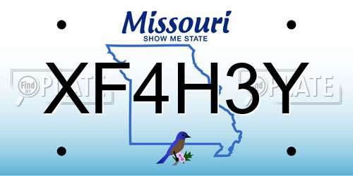 XF4H3Y Missouri License Plate
