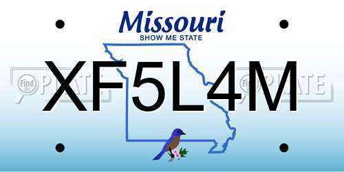 XF5L4M Missouri License Plate