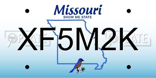 XF5M2K Missouri License Plate