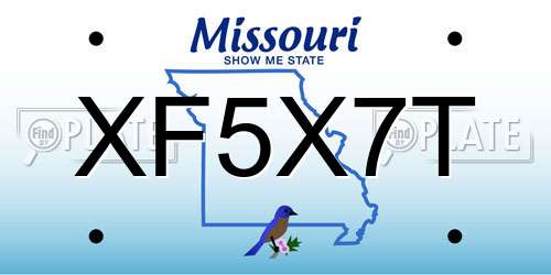 XF5X7T Missouri License Plate
