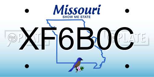 XF6B0C Missouri License Plate