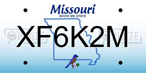XF6K2M Missouri License Plate