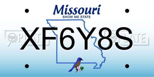XF6Y8S Missouri License Plate