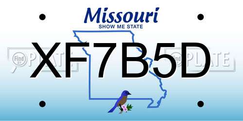 XF7B5D Missouri License Plate