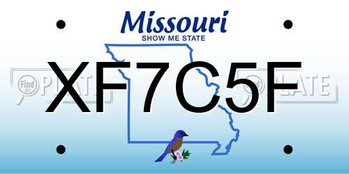 XF7C5F Missouri License Plate
