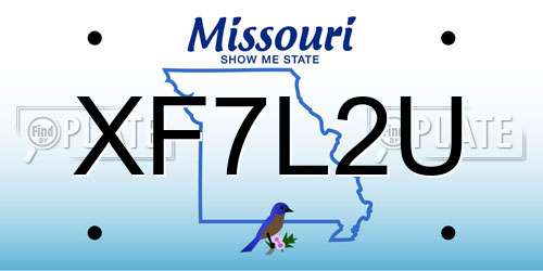 XF7L2U Missouri License Plate