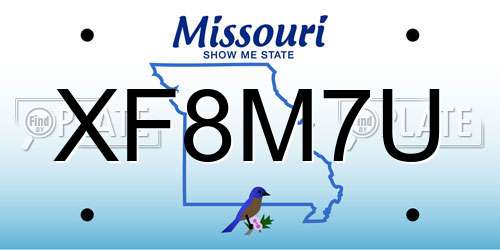 XF8M7U Missouri License Plate