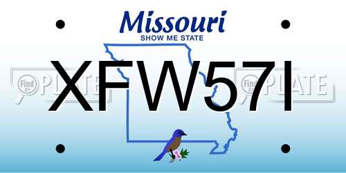 XFW57I Missouri License Plate