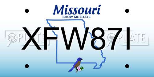 XFW87I Missouri License Plate