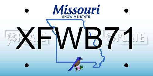 XFWB71 Missouri License Plate