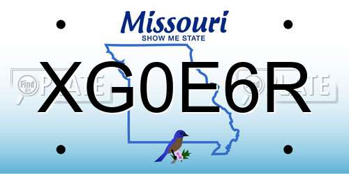 XG0E6R Missouri License Plate