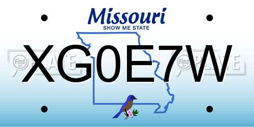 XG0E7W Missouri License Plate