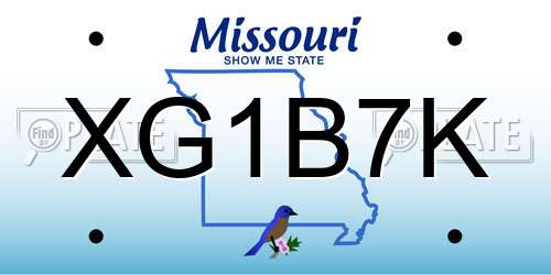 XG1B7K Missouri License Plate