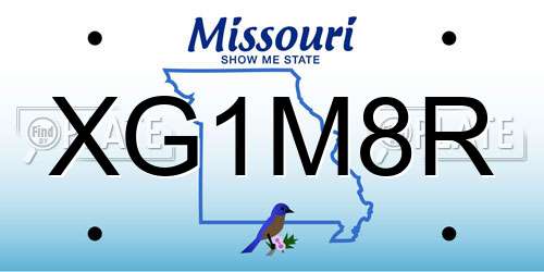 XG1M8R Missouri License Plate