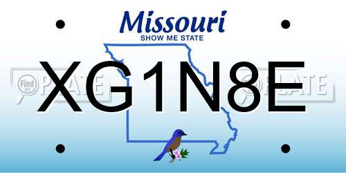 XG1N8E Missouri License Plate