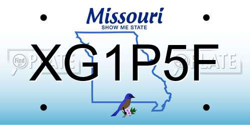 XG1P5F Missouri License Plate