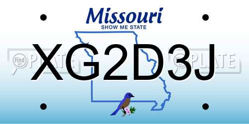 XG2D3J Missouri License Plate