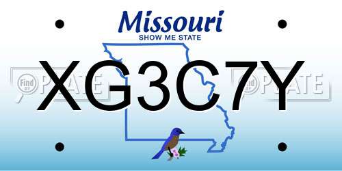 XG3C7Y Missouri License Plate