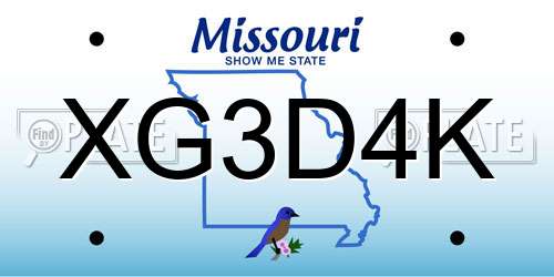 XG3D4K Missouri License Plate