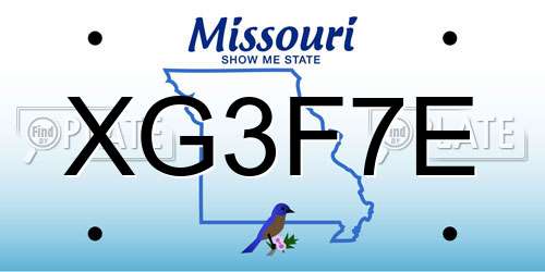 XG3F7E Missouri License Plate