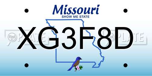 XG3F8D Missouri License Plate