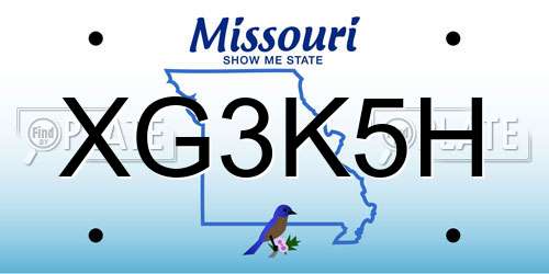 XG3K5H Missouri License Plate