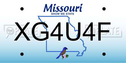 XG4U4F Missouri License Plate
