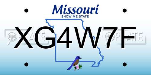 XG4W7F Missouri License Plate