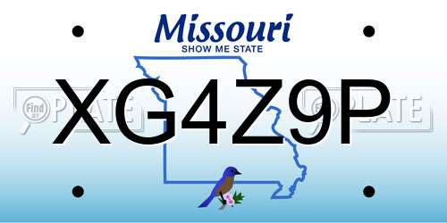 XG4Z9P Missouri License Plate