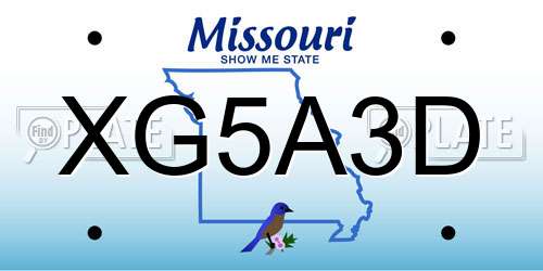 XG5A3D Missouri License Plate