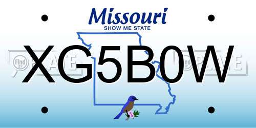 XG5B0W Missouri License Plate