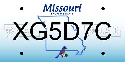 XG5D7C Missouri License Plate