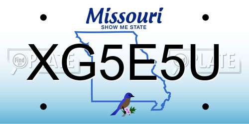 XG5E5U Missouri License Plate