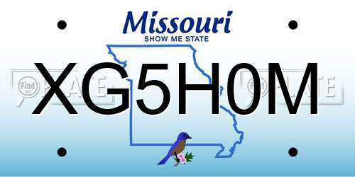 XG5H0M Missouri License Plate