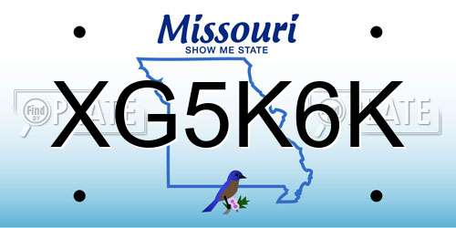 XG5K6K Missouri License Plate