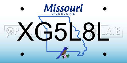 XG5L8L Missouri License Plate