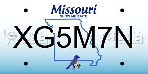XG5M7N Missouri License Plate