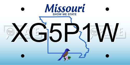 XG5P1W Missouri License Plate