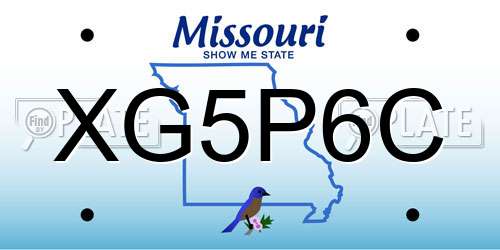 XG5P6C Missouri License Plate