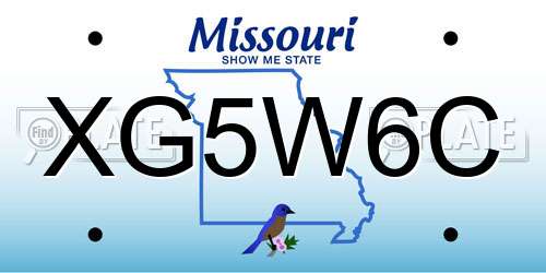 XG5W6C Missouri License Plate