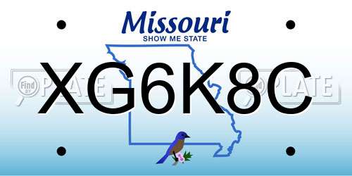 XG6K8C Missouri License Plate