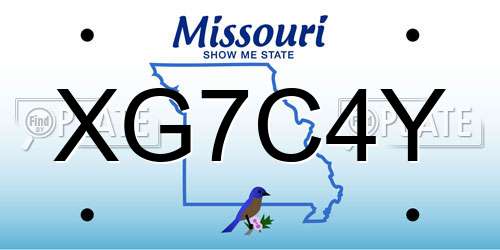 XG7C4Y Missouri License Plate
