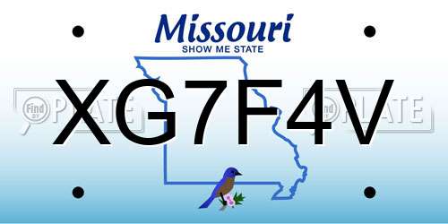XG7F4V Missouri License Plate