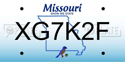 XG7K2F Missouri License Plate