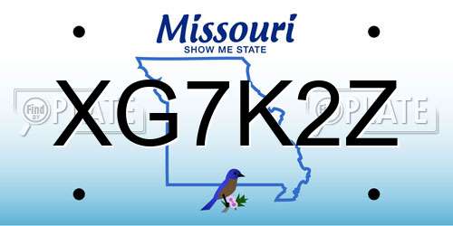 XG7K2Z Missouri License Plate
