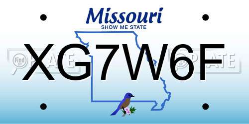 XG7W6F Missouri License Plate