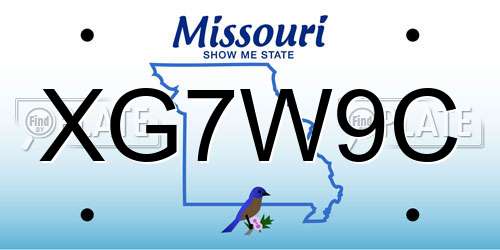 XG7W9C Missouri License Plate